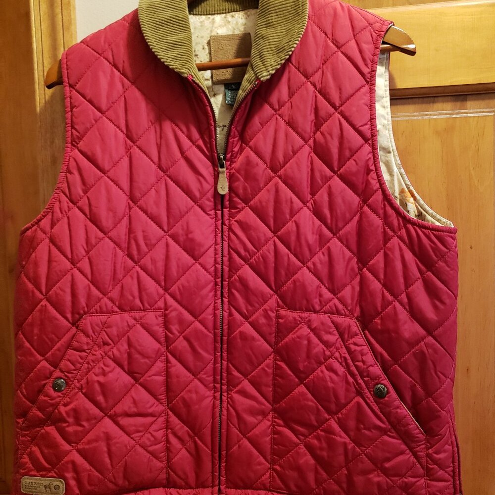Ralph Lauren Burgundy Quilted Puffer Vest Dry Goods Large Country Preppy Classic